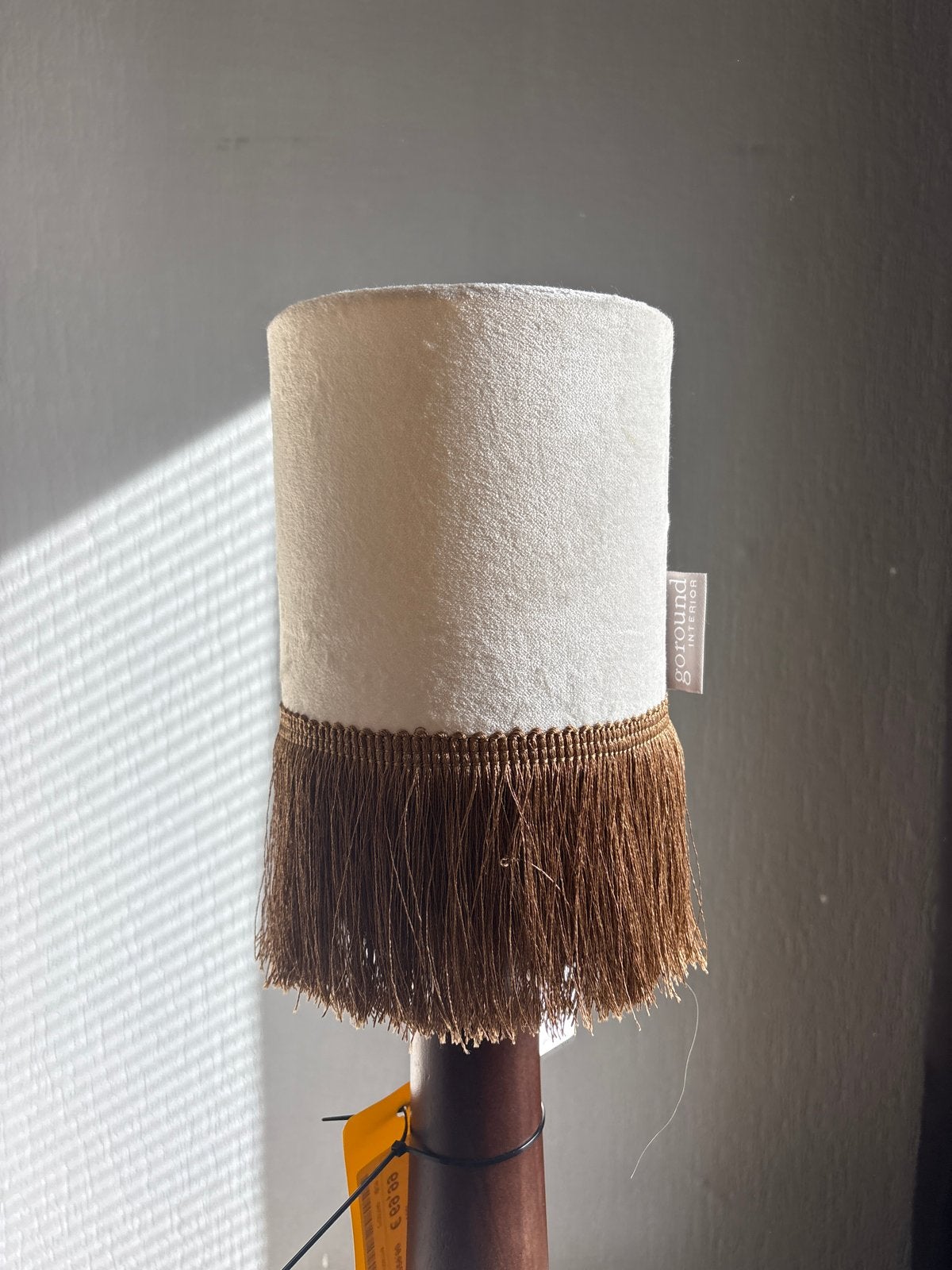 Nieuwe lampenkap met franjes, 15 cm doorsnede, Huis en Inrichting, Ophalen of Verzenden, Nieuw, Beige, Textiel