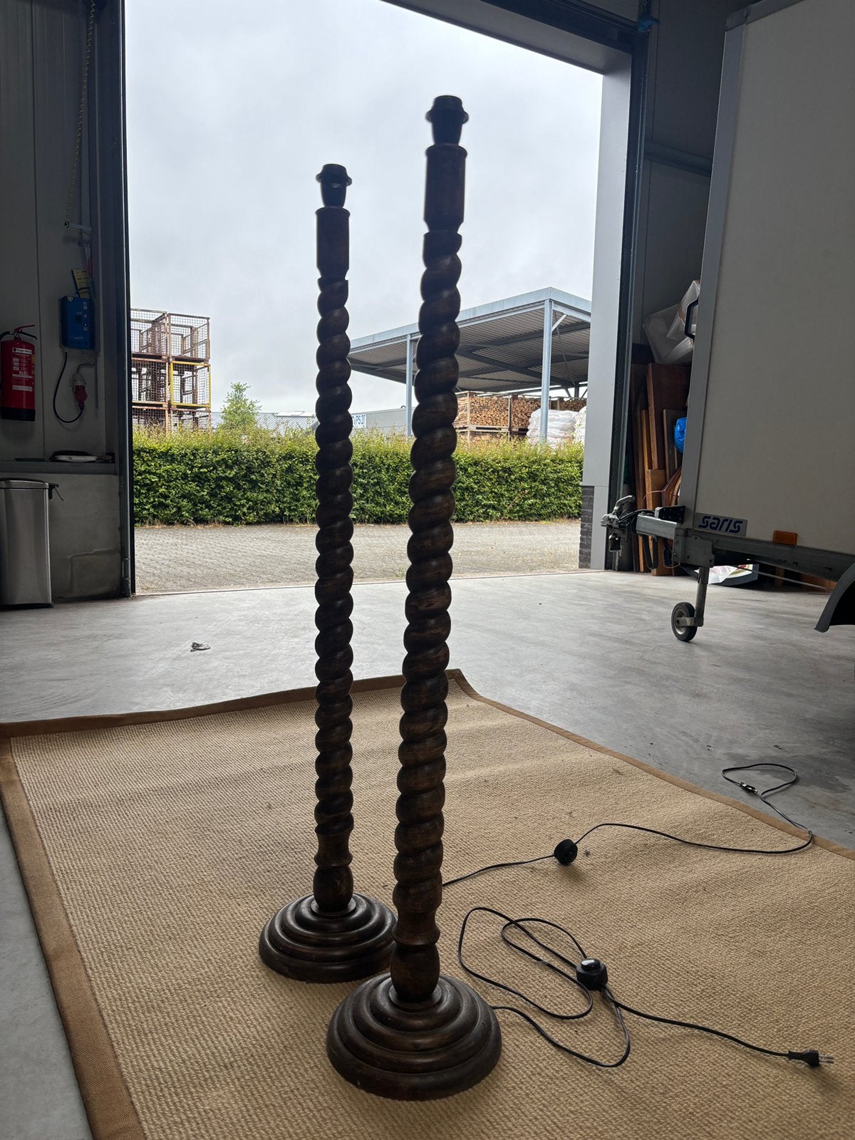 Prachtige set vintage vloerlmapen (Barley twist), Ophalen, 100 tot 150 cm, E27 (groot), Zo goed als nieuw