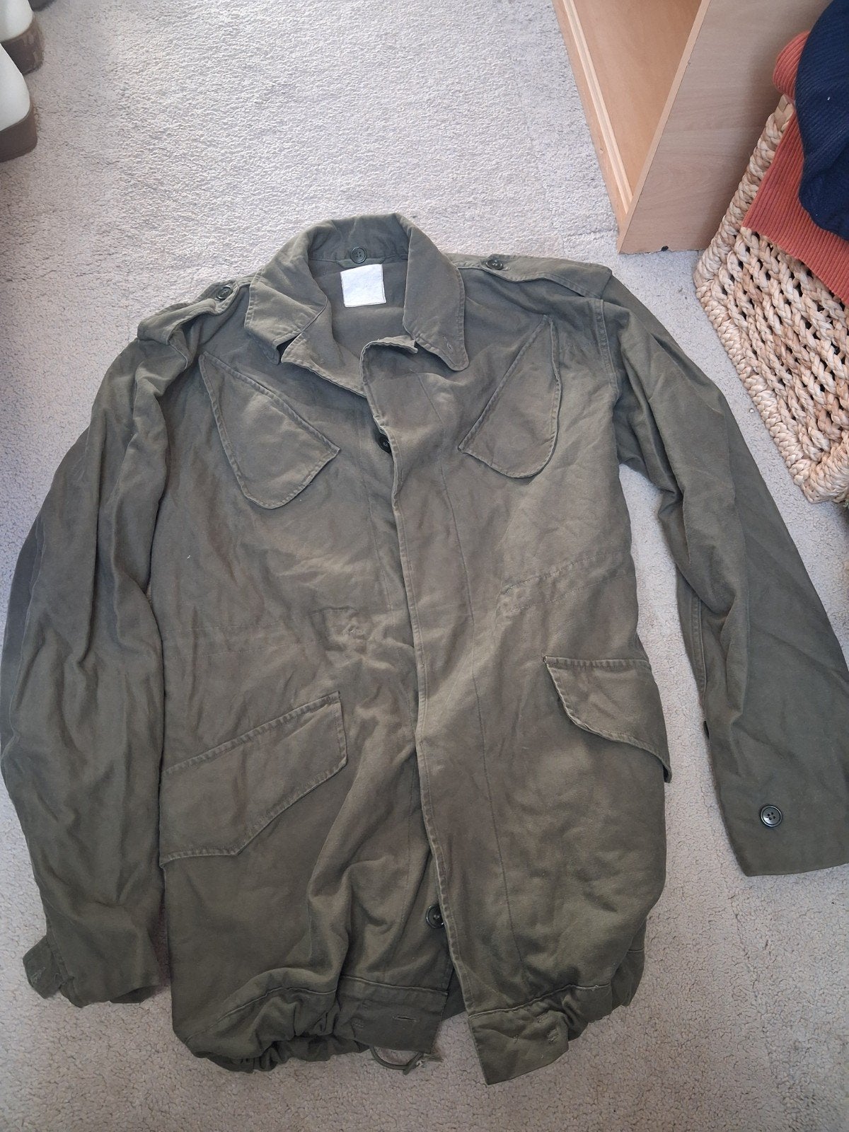 Vintage Groene Militaire Jas - Maat L, Kleding | Heren, Maat 52/54 (L), Onbekend, Ophalen of Verzenden, Gedragen
