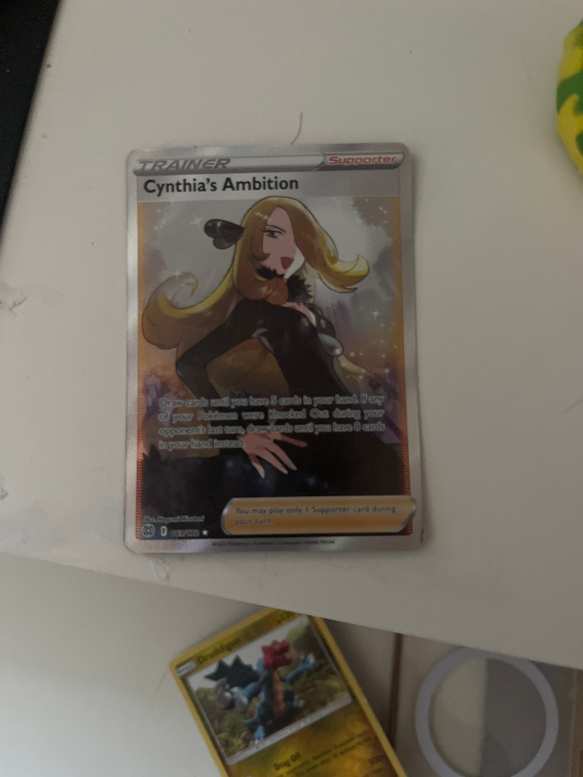Pokémon TCG Cynthia's Ambition Supporter Kaart, Ophalen of Verzenden, Zo goed als nieuw, Losse kaart