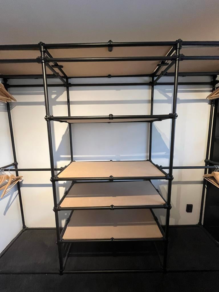 2x open, industriele kledingkast planken en hangruimte, Huis en Inrichting, Kasten | Kledingkasten, Ophalen, 200 cm of meer, Met plank(en)