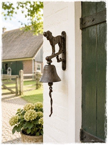 deurbel met klepel van gietijzer met leuke hond, 8x15x20 cm., Draadloos, Nieuw, Clayre en eef, Ophalen of Verzenden