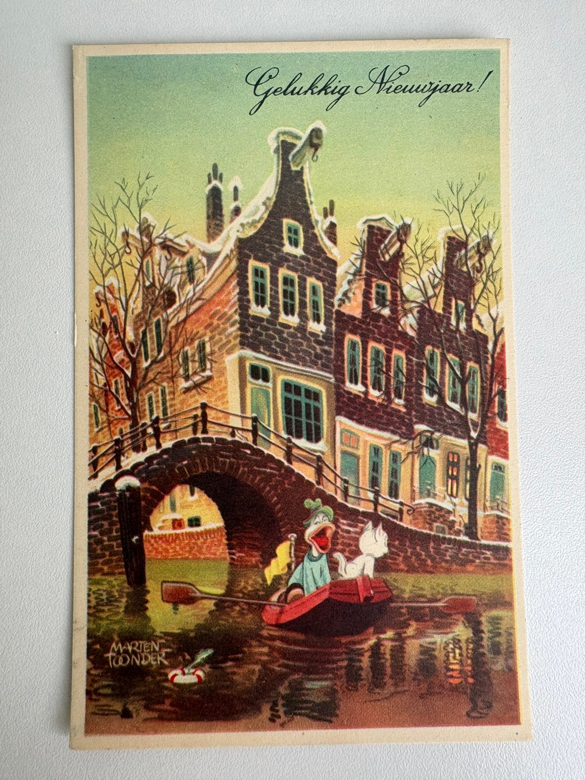 Vintage Nieuwjaarskaart Wammes Waggel Marten Toonder ‘53, Ophalen of Verzenden, Olivier B, Bommel en Tom Poes, Zo goed als nieuw