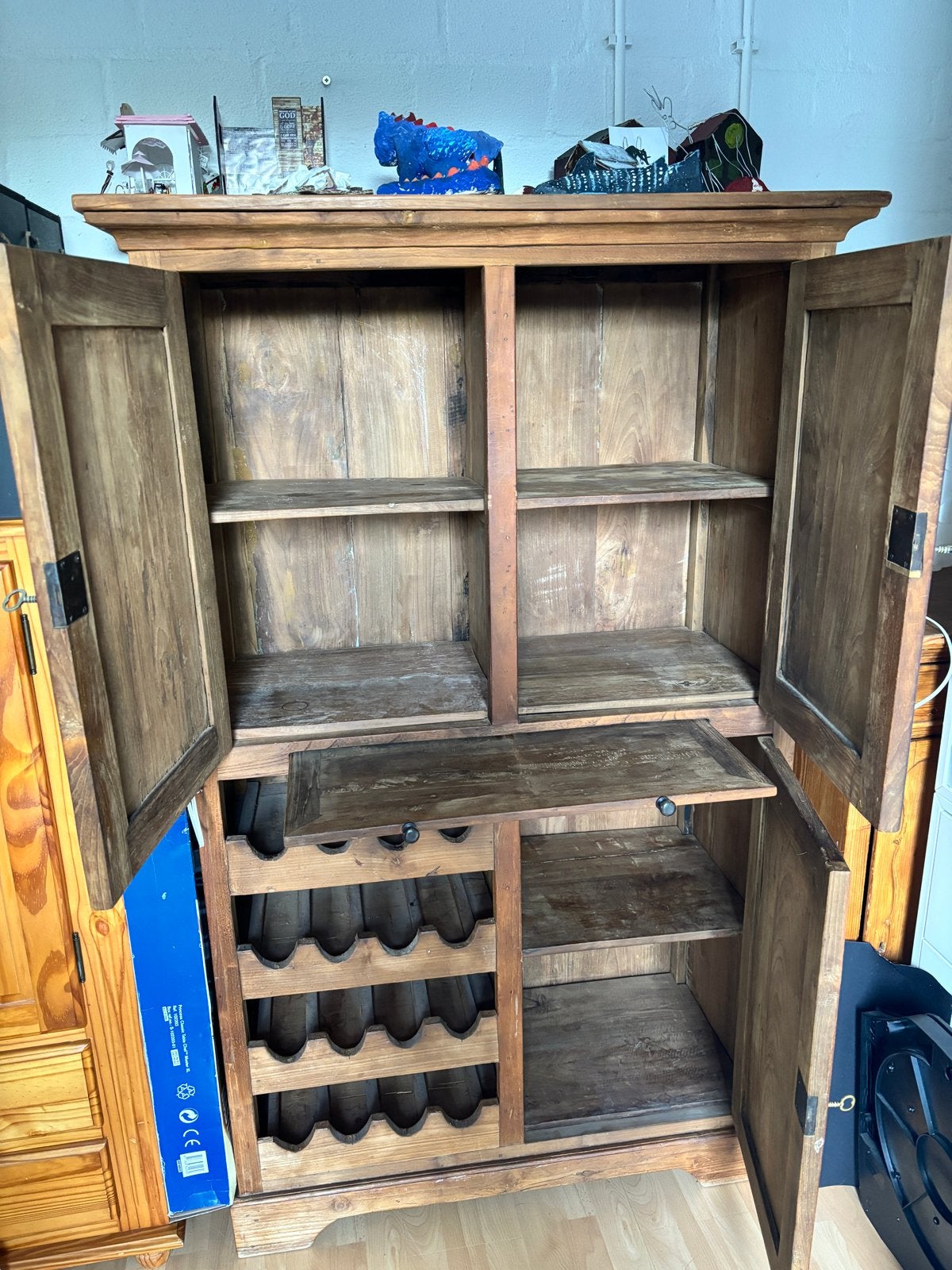 Houten kast met wijnrek - 100x50x160 cm, Ophalen, Gebruikt, 50 tot 100 cm, 150 tot 200 cm