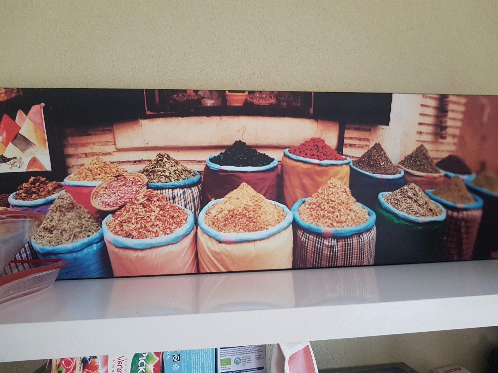 Schilderij op canvas: kleurrijke kruiden, Huis en Inrichting, Ophalen, Zo goed als nieuw, Schilderij, 100 tot 125 cm