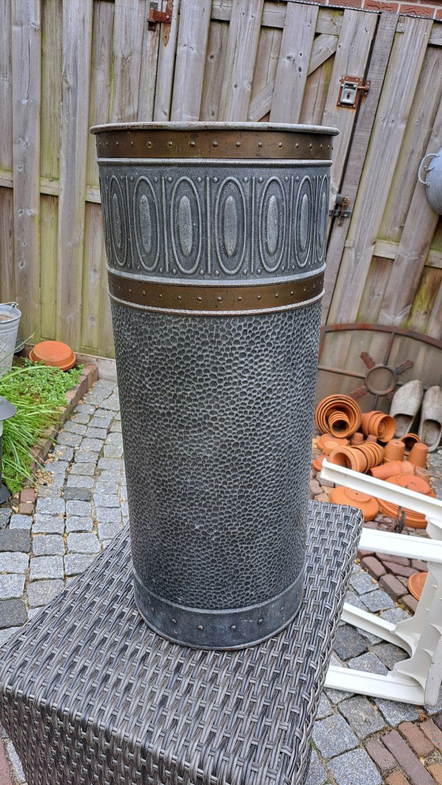 Paraplubak antiek hamerslag 60x26, Ophalen, Metaal