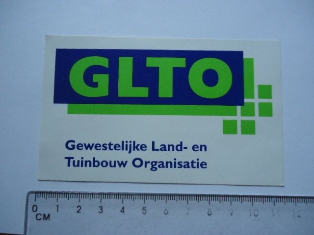 sticker oud LANDBOUW tuinbouw boer agrarisch GLTO retro, Ophalen of Verzenden, Zo goed als nieuw, Bedrijf of Vereniging