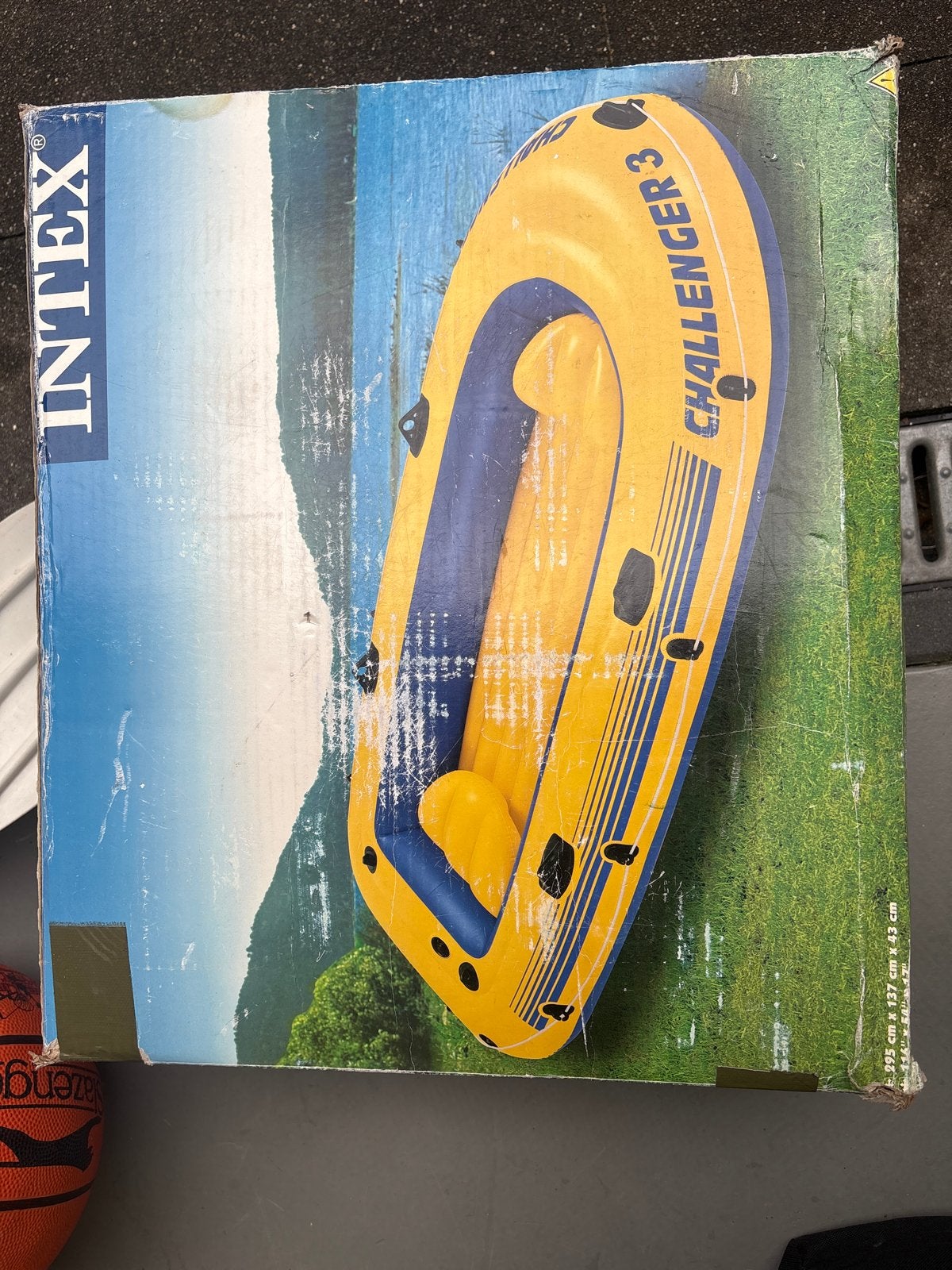 Intex Challenger 3 opblaasboot met 2 peddels, Ophalen, Gebruikt