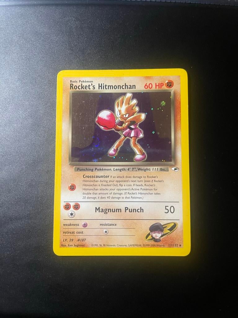 Rocket's Hitmonchan Pokémon Kaart - Holo Foil, Ophalen of Verzenden, Zo goed als nieuw, Losse kaart, Foil