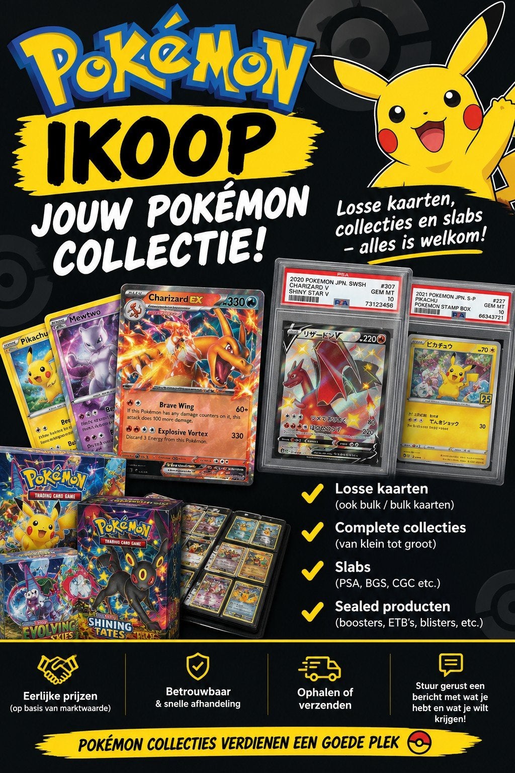 Pokémon Collectie Inkoop - Losse Kaarten, Slabs & Sealed, Ophalen of Verzenden, Gebruikt, Meerdere kaarten