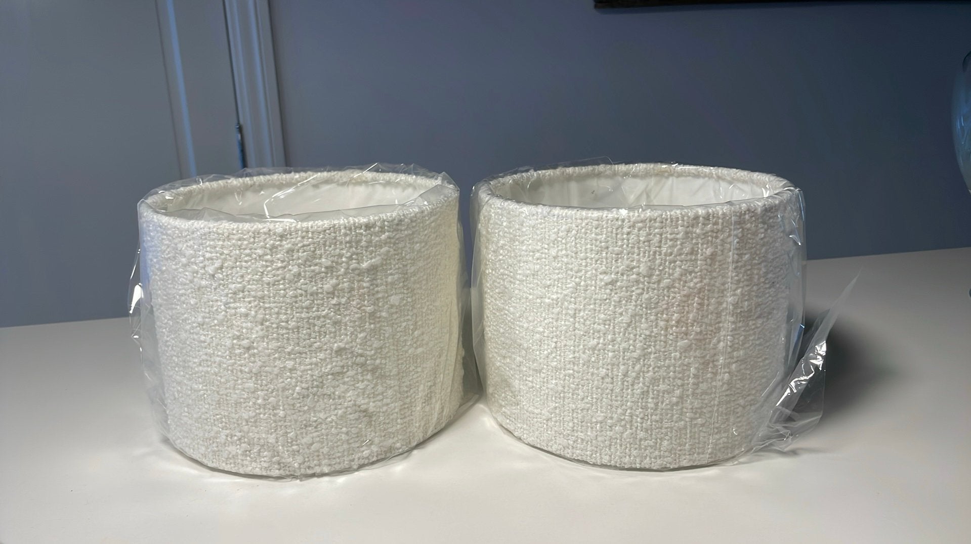 Lampenkapjes ecru boucle, Rond, Nieuw, Ophalen of Verzenden, 20 cm