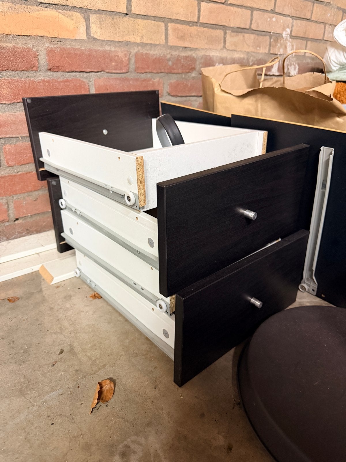 Ikea Kallax inzet met 4 lades, zwartbruin, 3 of 4 laden, Ophalen, Gebruikt