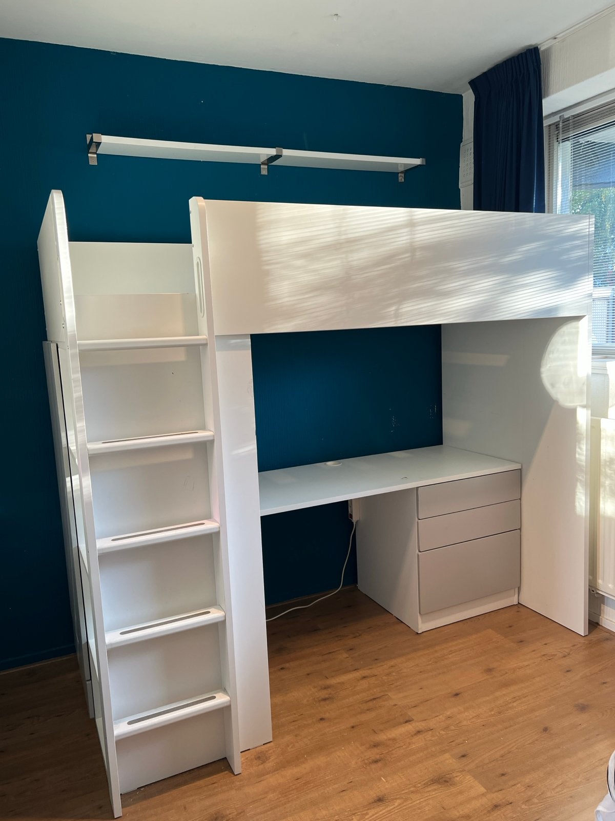 IKEA SMÅSTAD Hoogslaper met bureau, kast en 3 lades, Ophalen, Gebruikt, 90 cm, Eenpersoons
