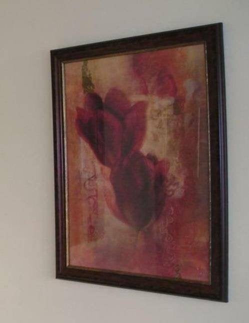 2 prachtige schilderijen donkerrode tinten met mooie lijst, Ophalen, Zo goed als nieuw, Schilderij