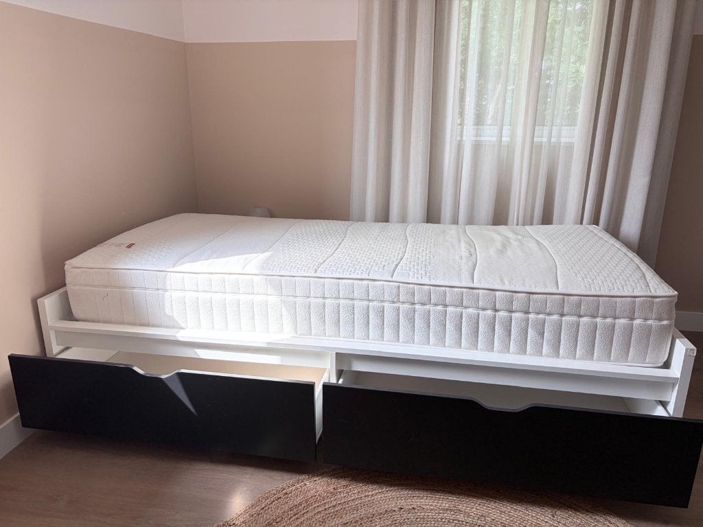 Bed met lattenbodem, Huis en Inrichting, Slaapkamer | Bedden, Ophalen, Gebruikt, 90 cm, Eenpersoons