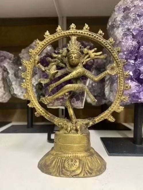 Bronzen messing rad van Shiva Nataraja – 12,5 cm, Verzamelen, Religie, Ophalen of Verzenden, Gebruikt, Beeld(je), Hindoeïsme