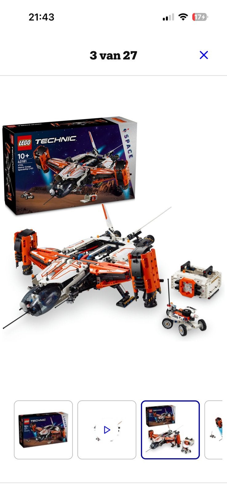 LEGO 42181 Lego technic Vtol ruimteschip, Ophalen of Verzenden, Zo goed als nieuw