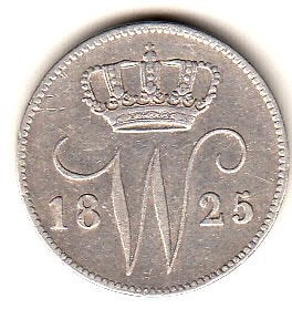 Willem I - 25 cent 1825 U mooie kwaliteit - Sch.289, Postzegels en Munten, Munten | Nederland, Verzenden, Zilver, 25 cent, Koning Willem I