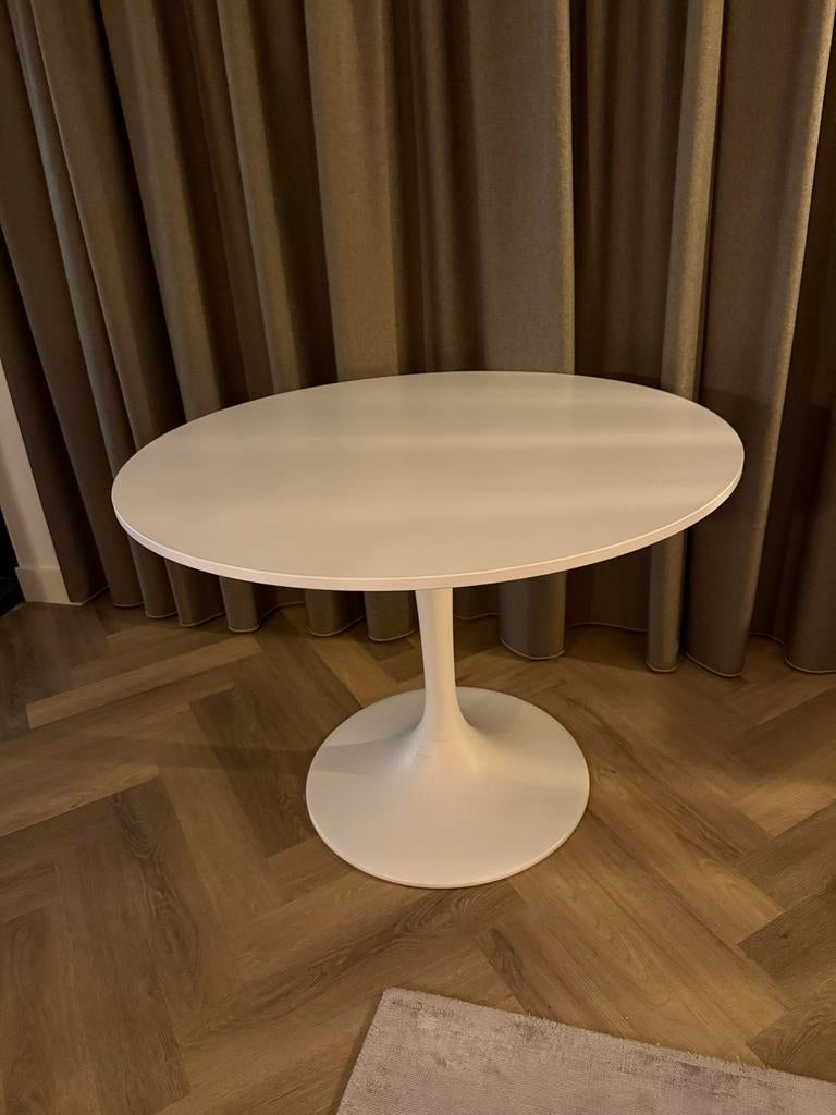 Witte ronde eettafel - modern design, Ophalen, Kunststof, Gebruikt, Rond