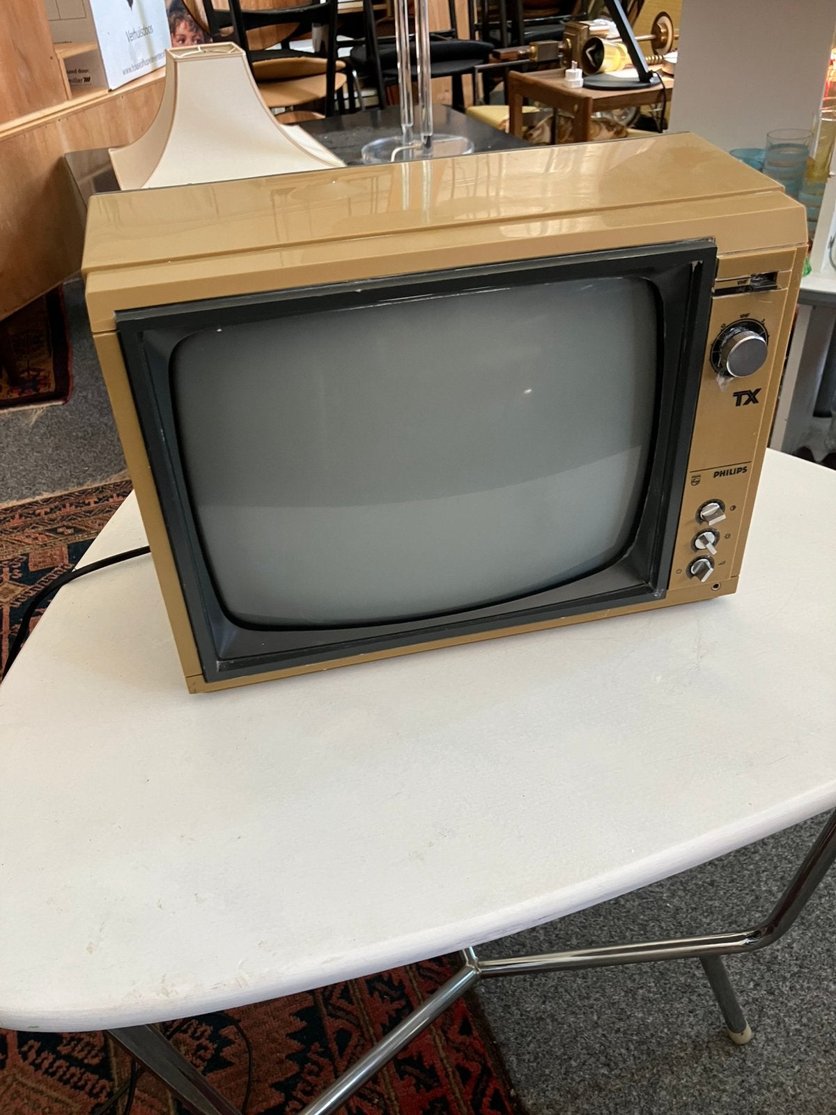 Vintage potable TV. Zeart-wit. Phillips, Ophalen of Verzenden