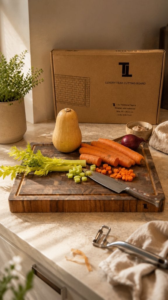 Teakhouten snijplank van kopshout – FSC teak – 40 x 28 x 4cm, Ophalen of Verzenden, Nieuw