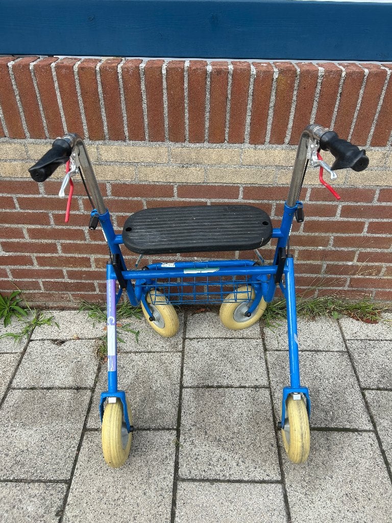 Stevige blauwe rollator Premis Provo (2e generatie)  zitting, Diversen, Ophalen, Opvouwbaar, Gebruikt