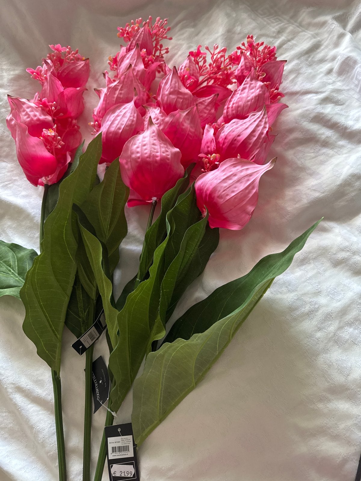 Set van 4 roze kunstbloemen van Countryfield, Ophalen, Binnen, Roze, Kunstbloem
