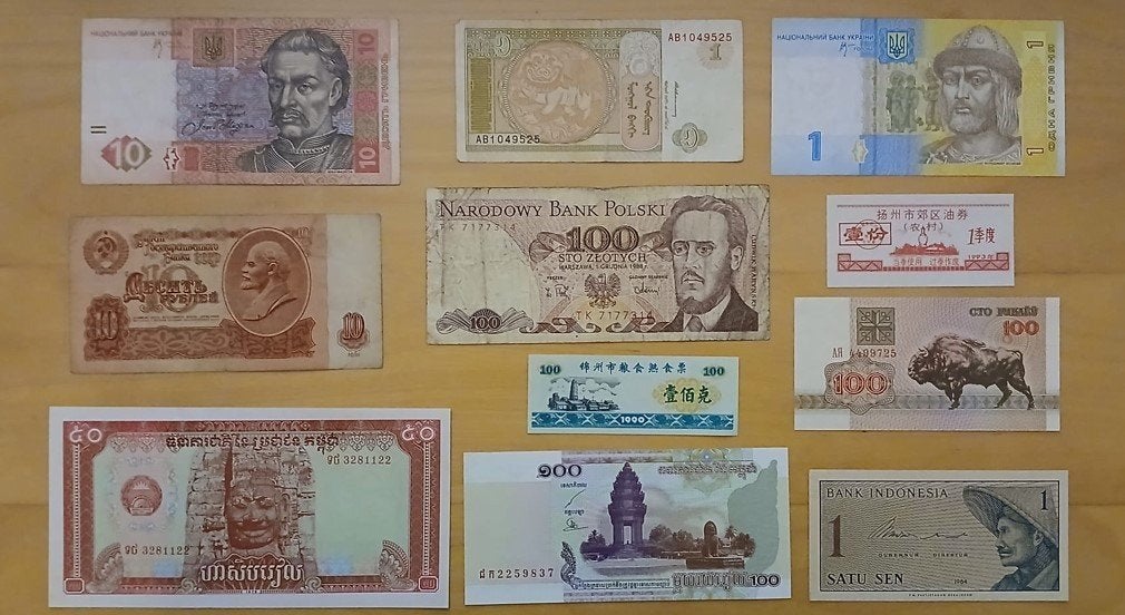 11 Bankbiljetten uit 8 landen –Polen, China, USSR, Indonesie, Ophalen of Verzenden, Zuidoost-Azië, Setje