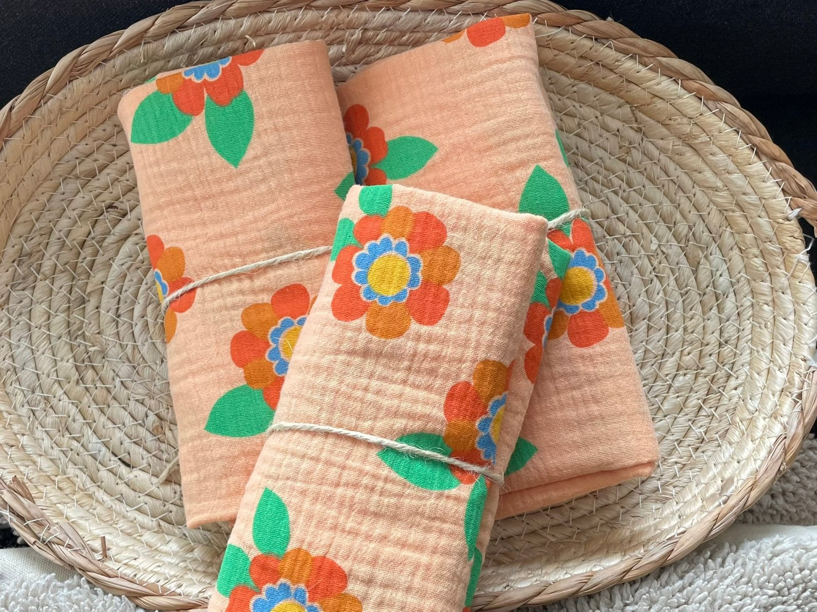 Hydrofiele doeken oranjebloem 3x, Info@handmade-for-you.nl, 7908RH 18, Nieuw, Ophalen of Verzenden