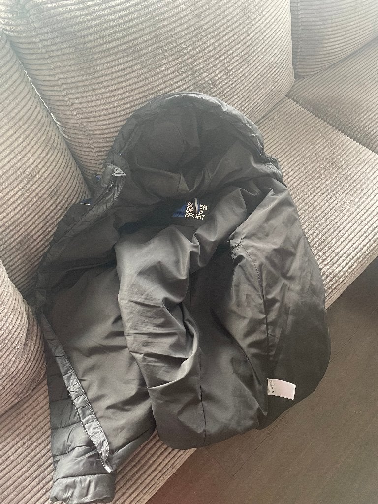 Superdry jas, Ophalen, Maat 52/54 (L), Zwart, Gedragen