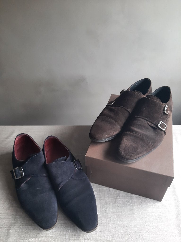 Manfield suède herenschoenen met gesp. maat 43, Kleding | Heren, Schoenen, Manfield, Blauw, Ophalen of Verzenden, Gespschoenen