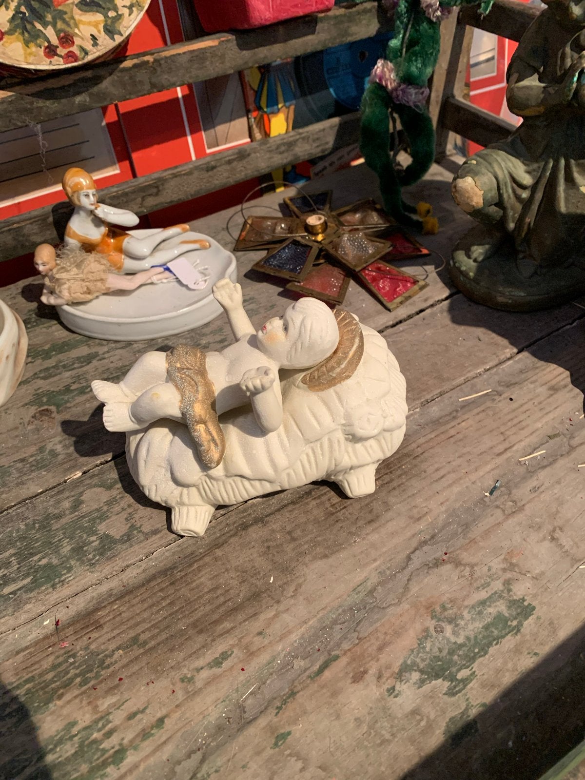 Vintage Kindje Jezus beeldje - Kerststal decoratie, T, Ophalen of Verzenden, Zo goed als nieuw, N