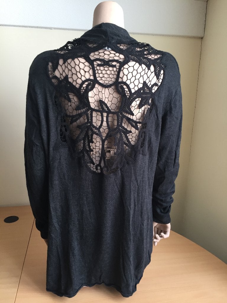 Zgan - Donkergrijs vest met opengewerkte rug, mt 42, Ophalen of Verzenden, Zo goed als nieuw, Maat 42/44 (L), Grijs