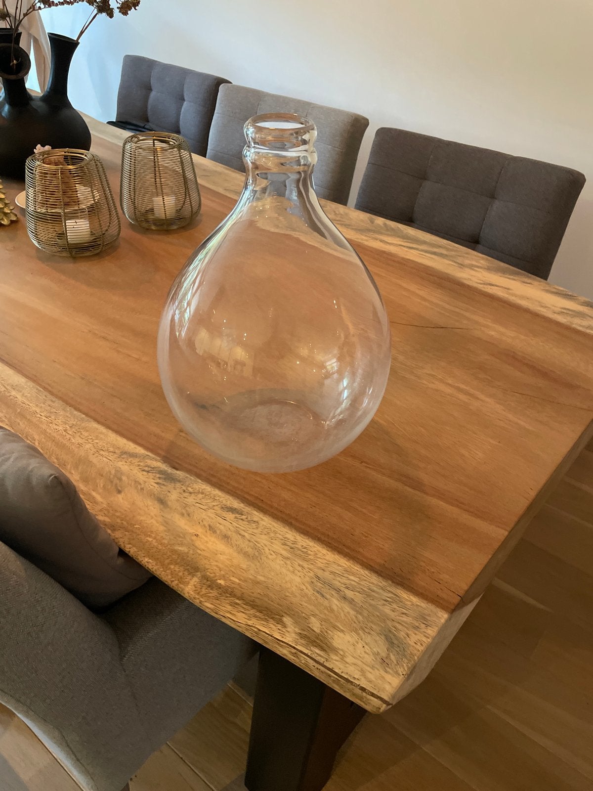 Grote glazen vaas/fles - Decoratieve blikvanger, Ophalen, Transparant, Geschikt voor droogbloemen, Glas