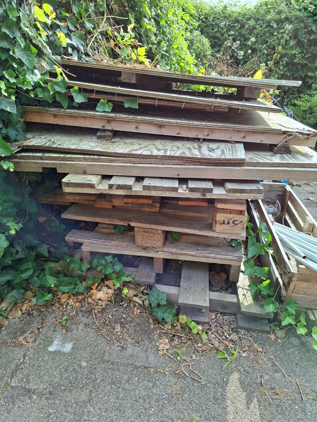pallets en ander hout en oud ijzer, Ophalen, Gebruikt, Pallet, Minder dan 200 cm