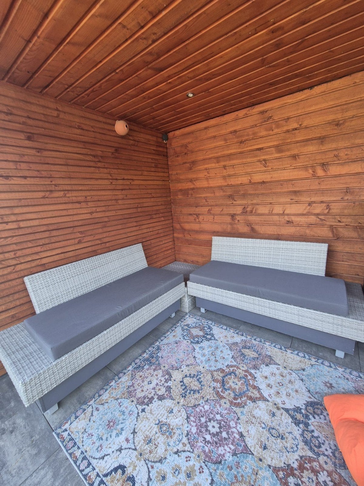 Wicker loungeset 2 banken en hocker, Tuin en Terras, Ophalen, Gebruikt, Hocker, Loungeset