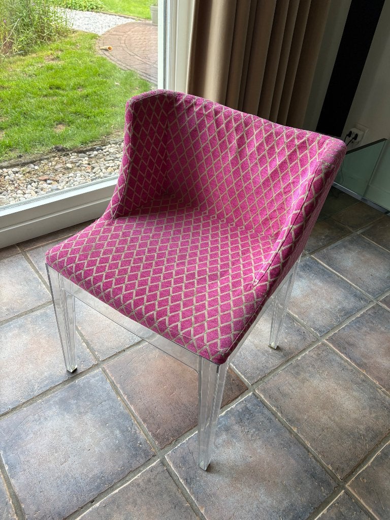 Kartell Mademoiselle stoel - Roze met transparante poten, Ophalen, Stof, Gebruikt, Twee