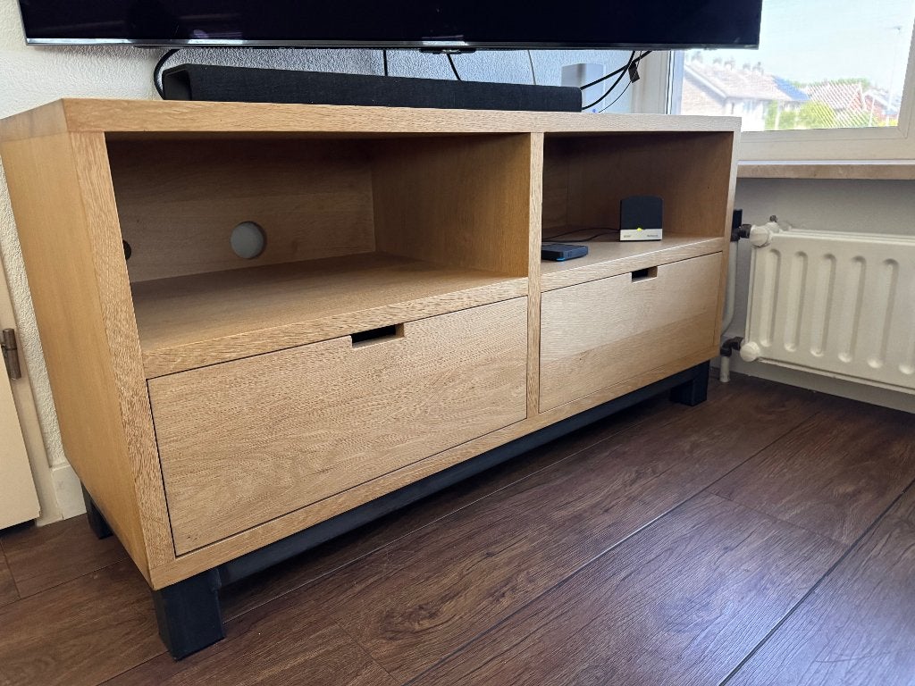tv meubel, Ophalen, Gebruikt, 100 tot 150 cm, Eikenhout