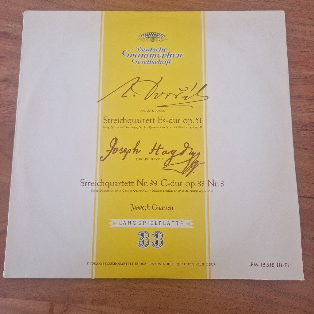 Dvorak & Haydn String Quartets - Janacek Quartet DGG LPM, LP, Kamermuziek, Ophalen of Verzenden, Zo goed als nieuw