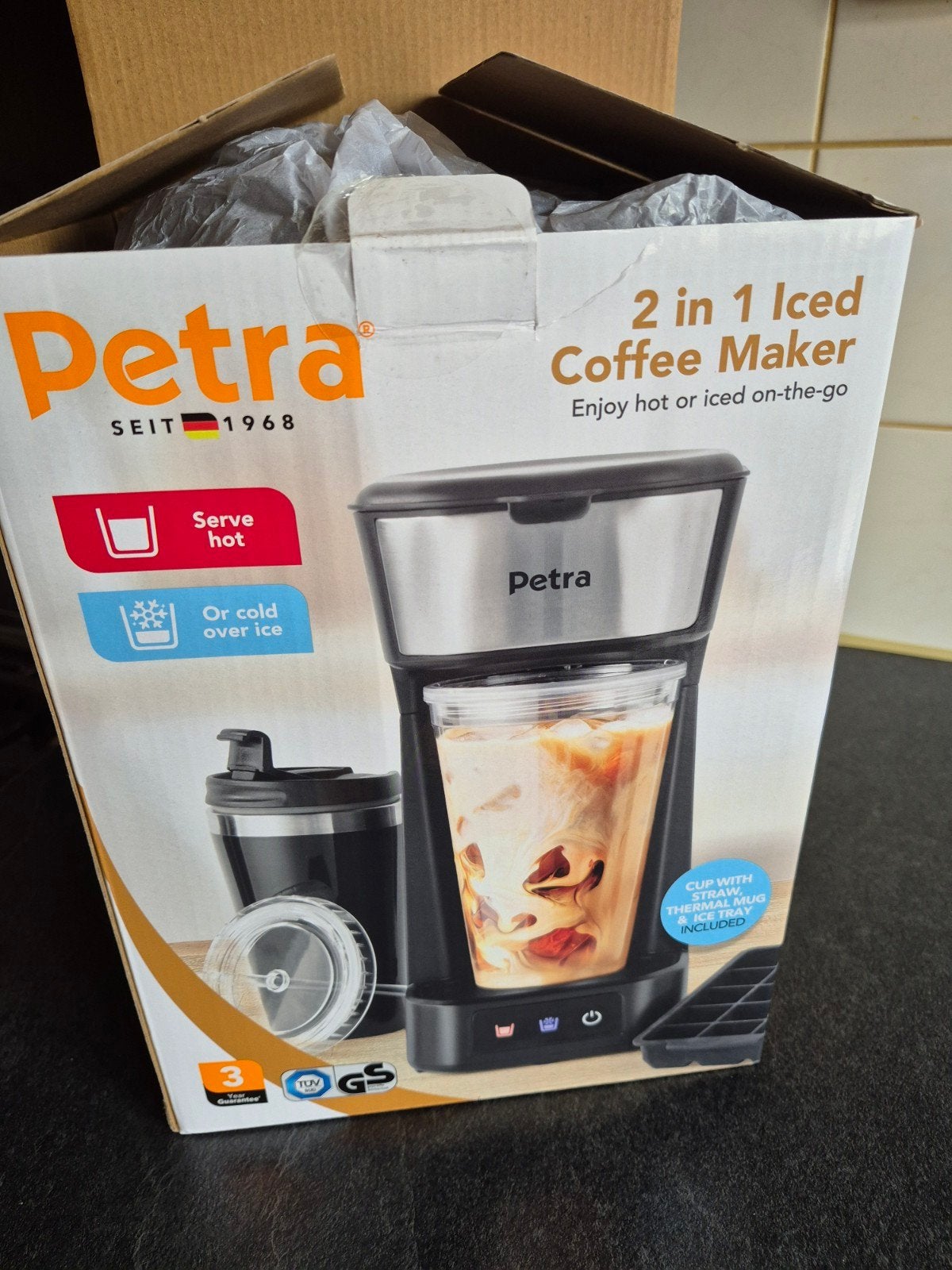 Petra 2-in-1 Iced Coffee Maker - Warm & Koud, Ophalen, Gemalen koffie, 1 kopje, Koffiemachine