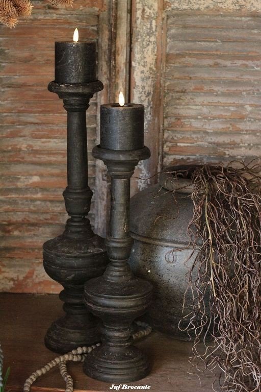 Set baluster kandelaren rond dark black, Www.jufbrocante.nl, Www.jufbrocante.nl, Nieuw, Ophalen of Verzenden