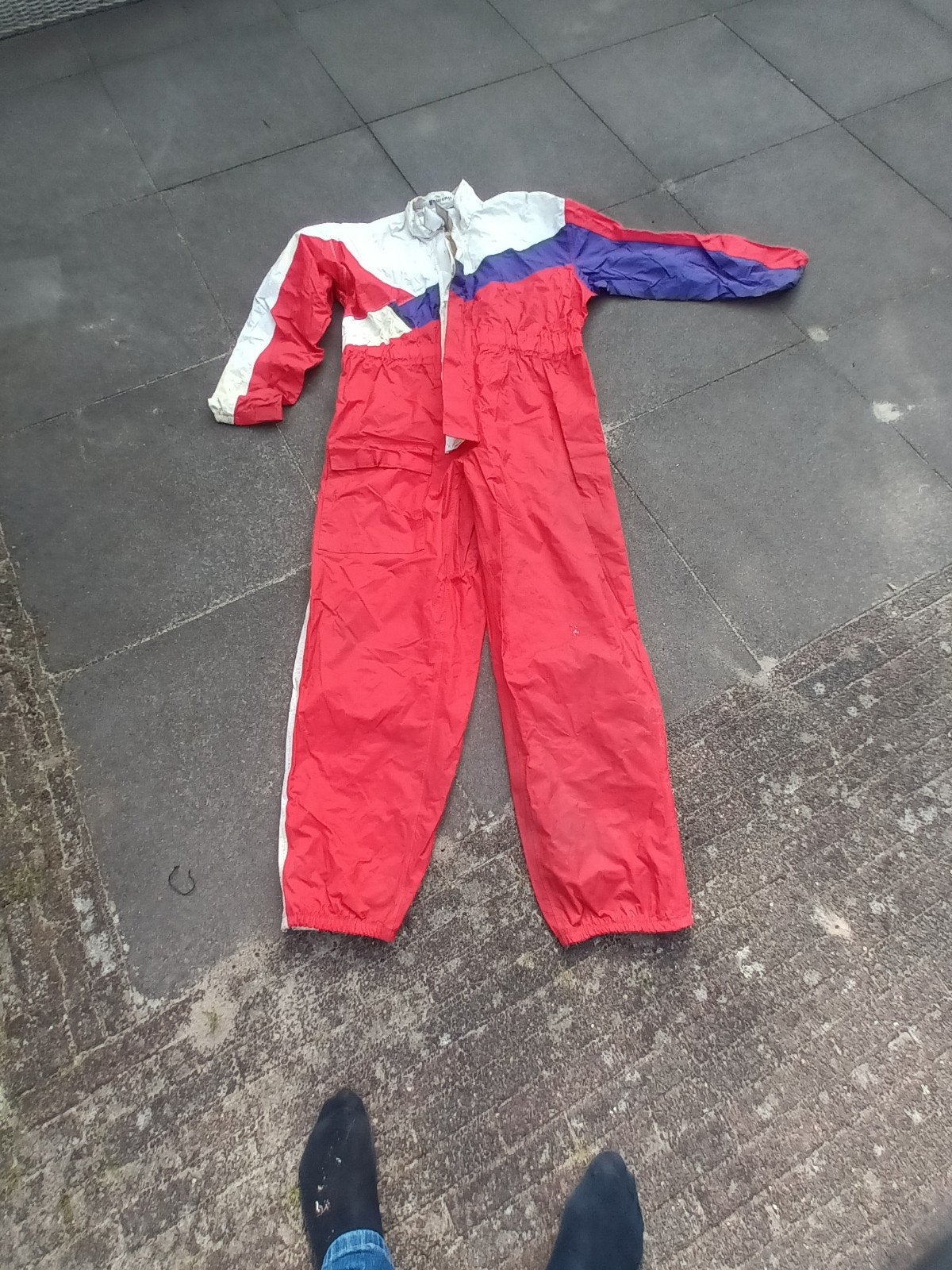 Motor regenpak rood/wit, Ophalen of Verzenden