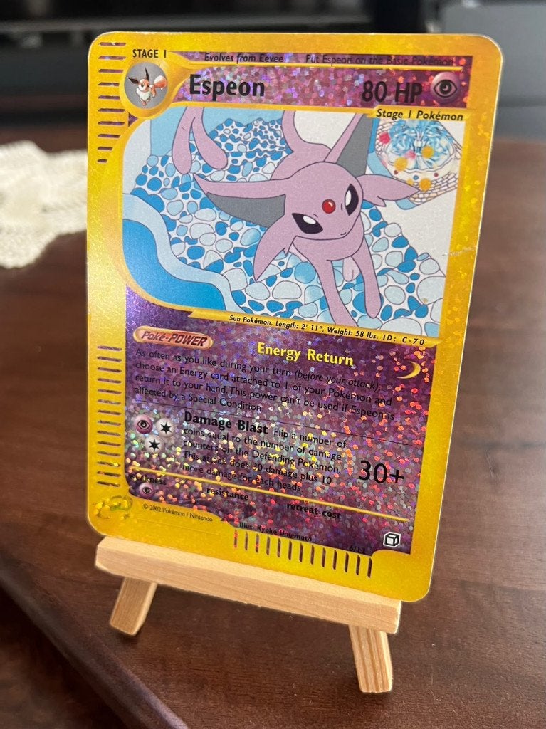 Espeon 6 / 12 Box Topper Reverse Holo uit Aquapolis (2003), Ophalen of Verzenden, Gebruikt, Losse kaart, Foil
