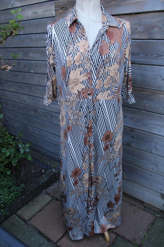 Jurk camel/ zwart K-Design mt L Maxi Vaste prijs, K-design, Verzenden, Zwart, Maat 42/44 (L)