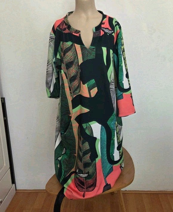 Myrna by Ned jurk met tropische print - Maat XL, Maat 46/48 (XL) of groter, Ophalen of Verzenden, Zo goed als nieuw, Onder de knie