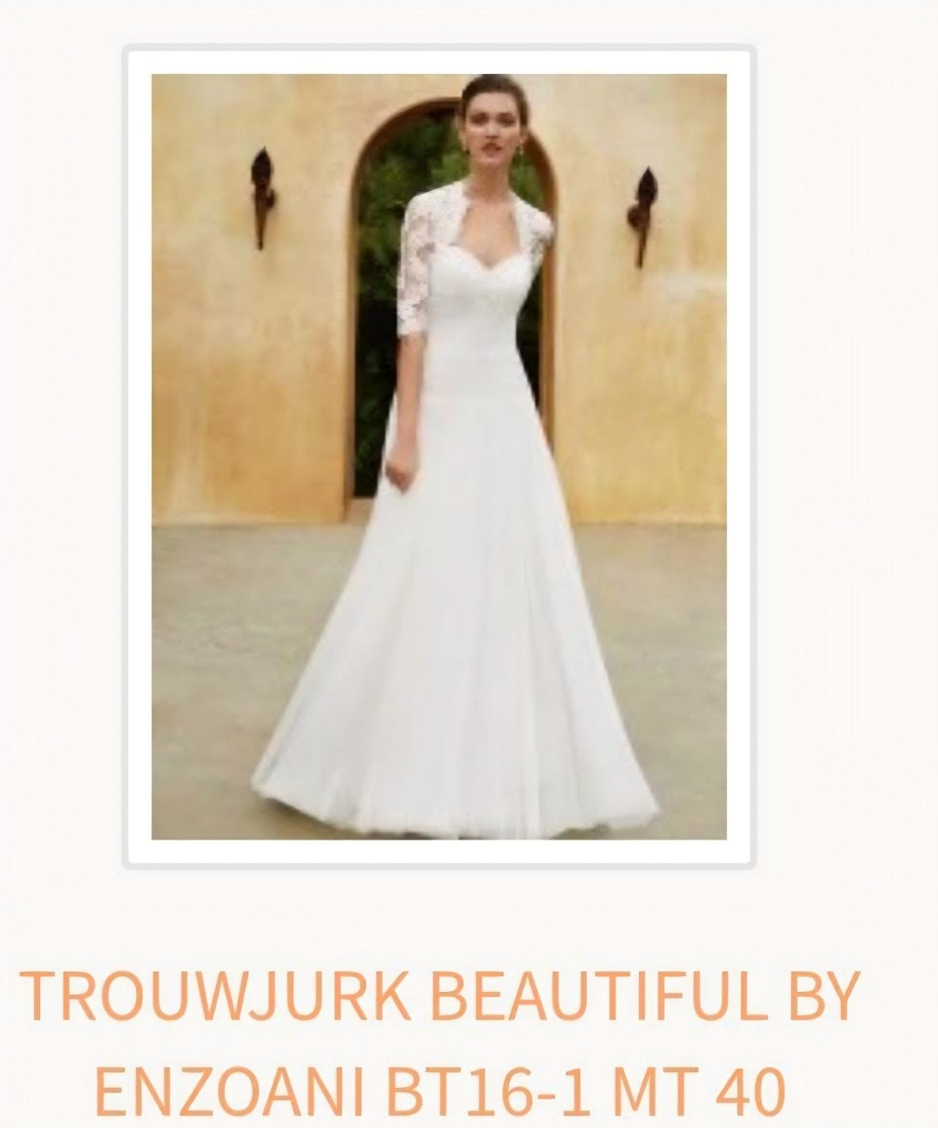 trouwjurk enzoani maat 40 nieuw, Ophalen of Verzenden, Nieuw, Wit, Trouwjurk