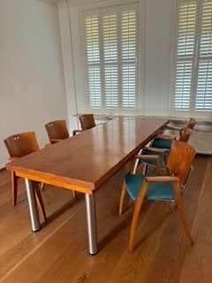 zes persoons eethoek  compleet, Huis en Inrichting, Ophalen, Gebruikt, Strak, 4 tot 6 stoelen