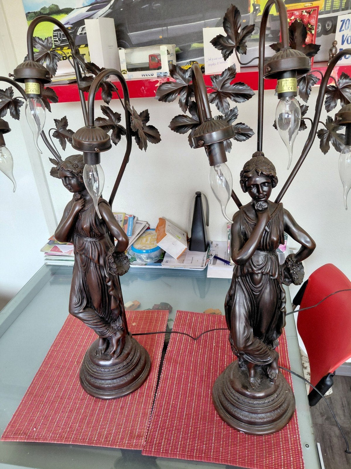 Art Nouveau lampen set - 83 cm hoog ., Ophalen