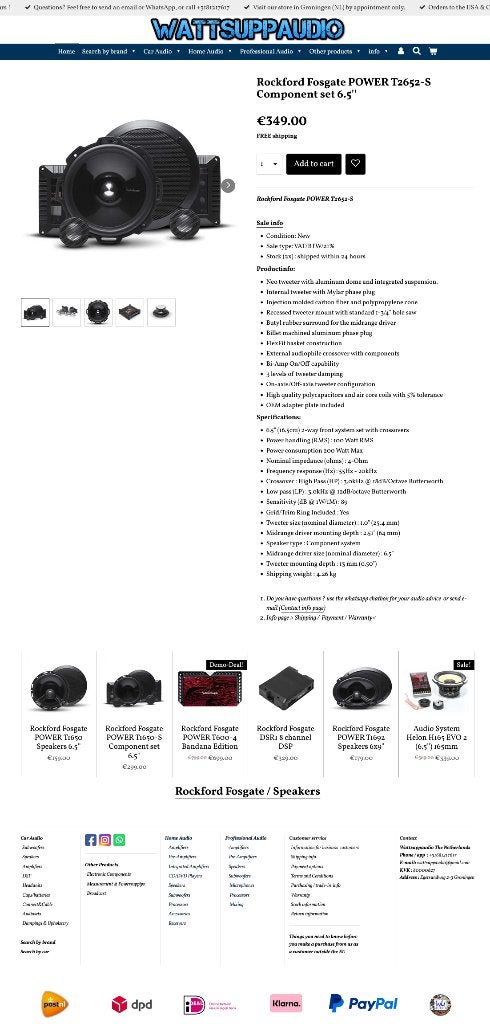Rockford Fosgate POWER T2652-S 6.5cm(6.5'')Composet/Speakers, Auto diversen, Autospeakers, Audio Design, Nieuw, Am Breilingsweg 3, 76709 Kronau, Duitsland