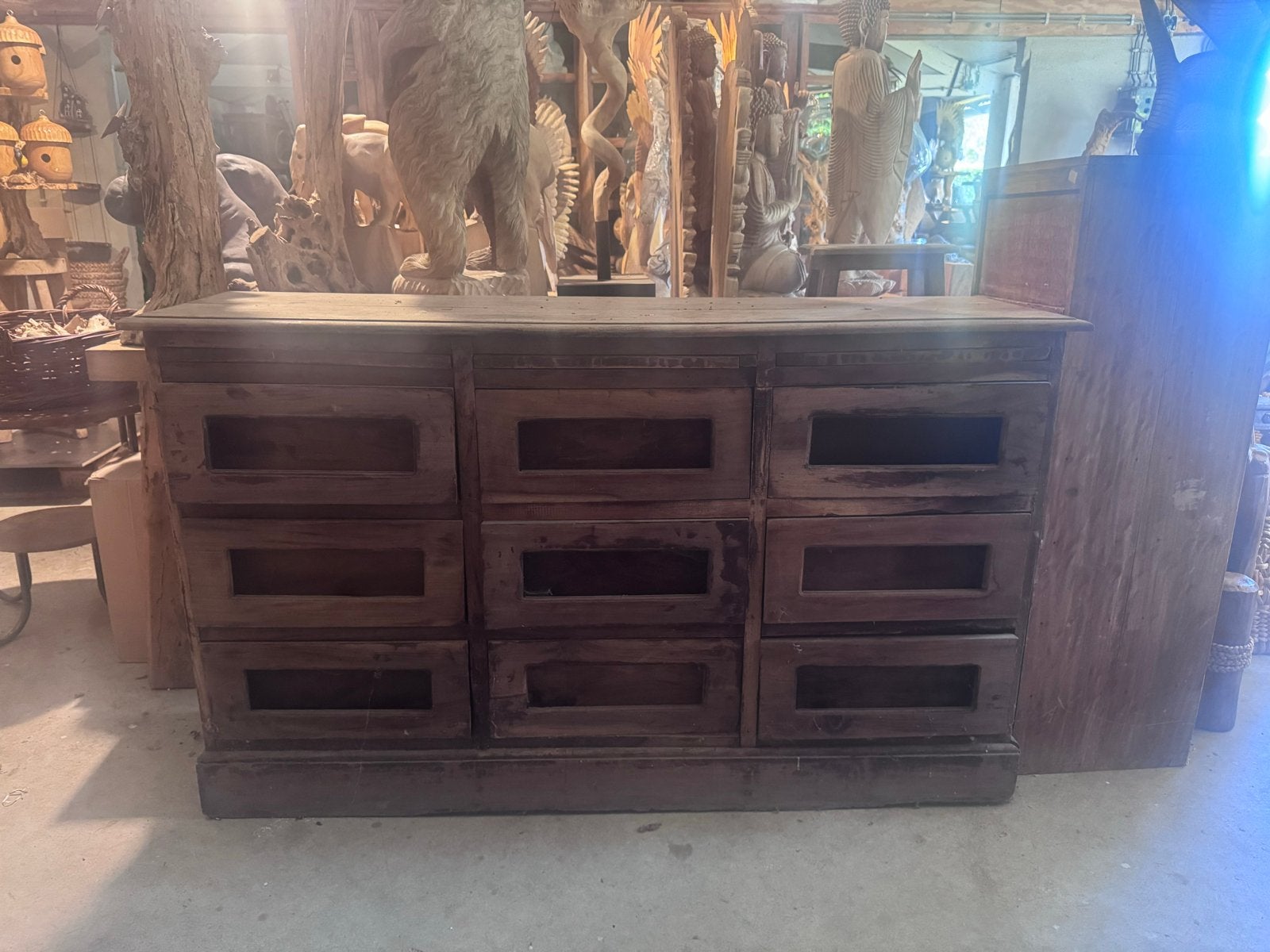 Antiek Teakhouten Dressoir/Toonbank met Uitschuifbaar Blad, Antiek en Kunst, Ophalen